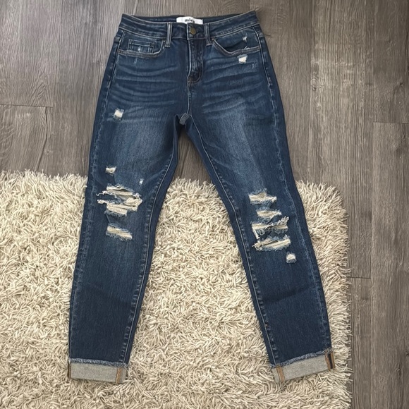 Mica Straight Leg Jeans with Distressed Details - Picture 1 of 4